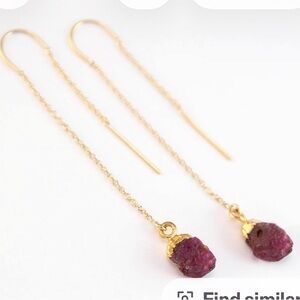 Raw ruby threader earrings